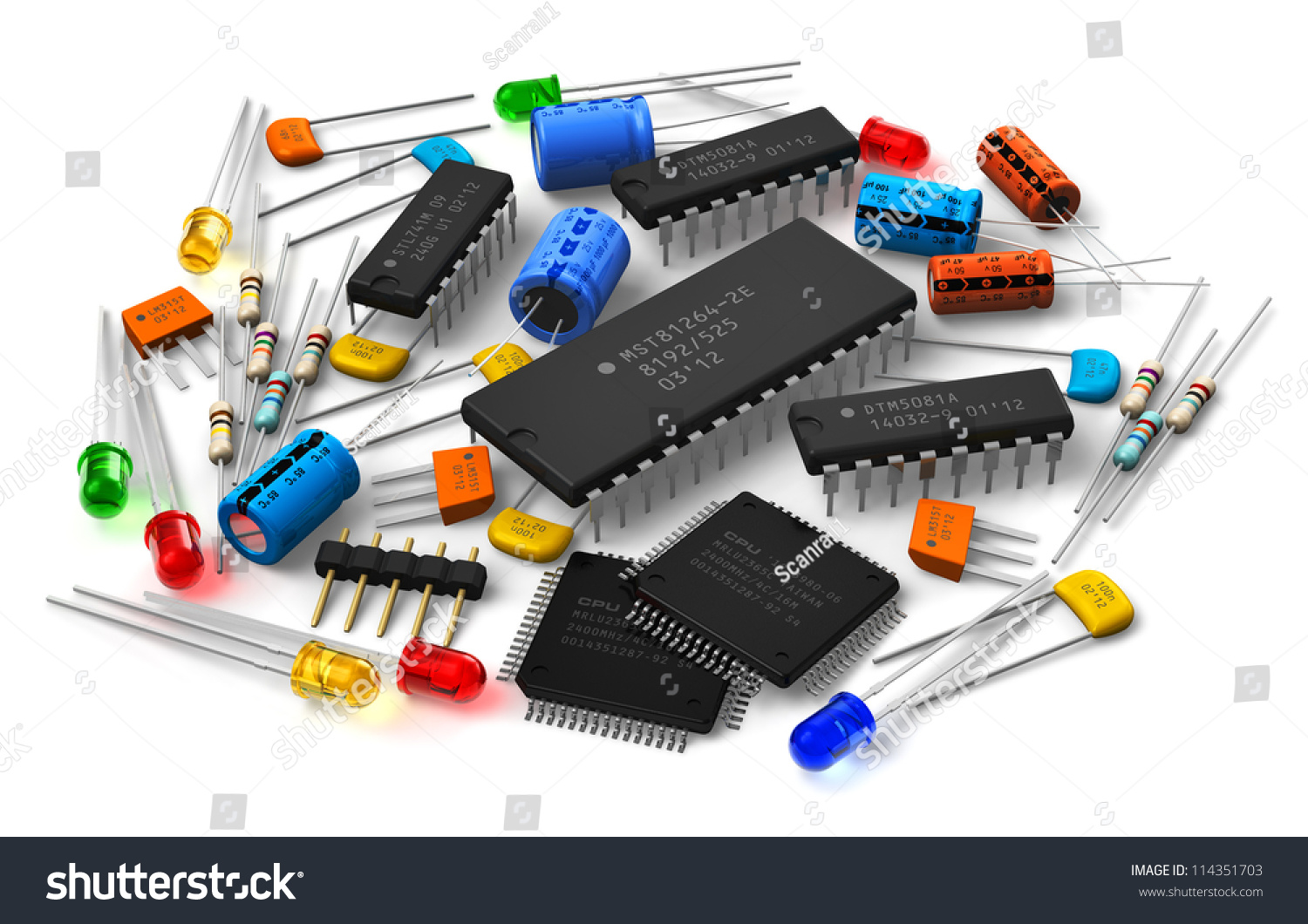 Group Various Electronic Components Microprocessors 