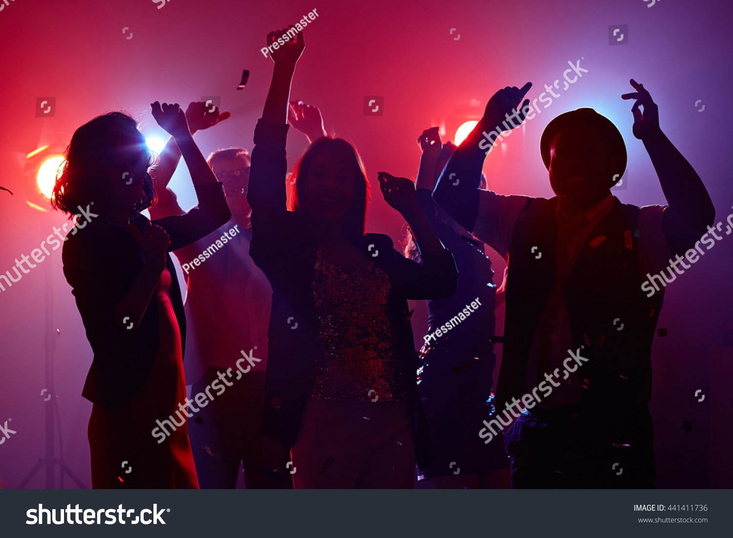 Group Of Young People Spending Time At Nightclub Stock Photo 441411736 ...
