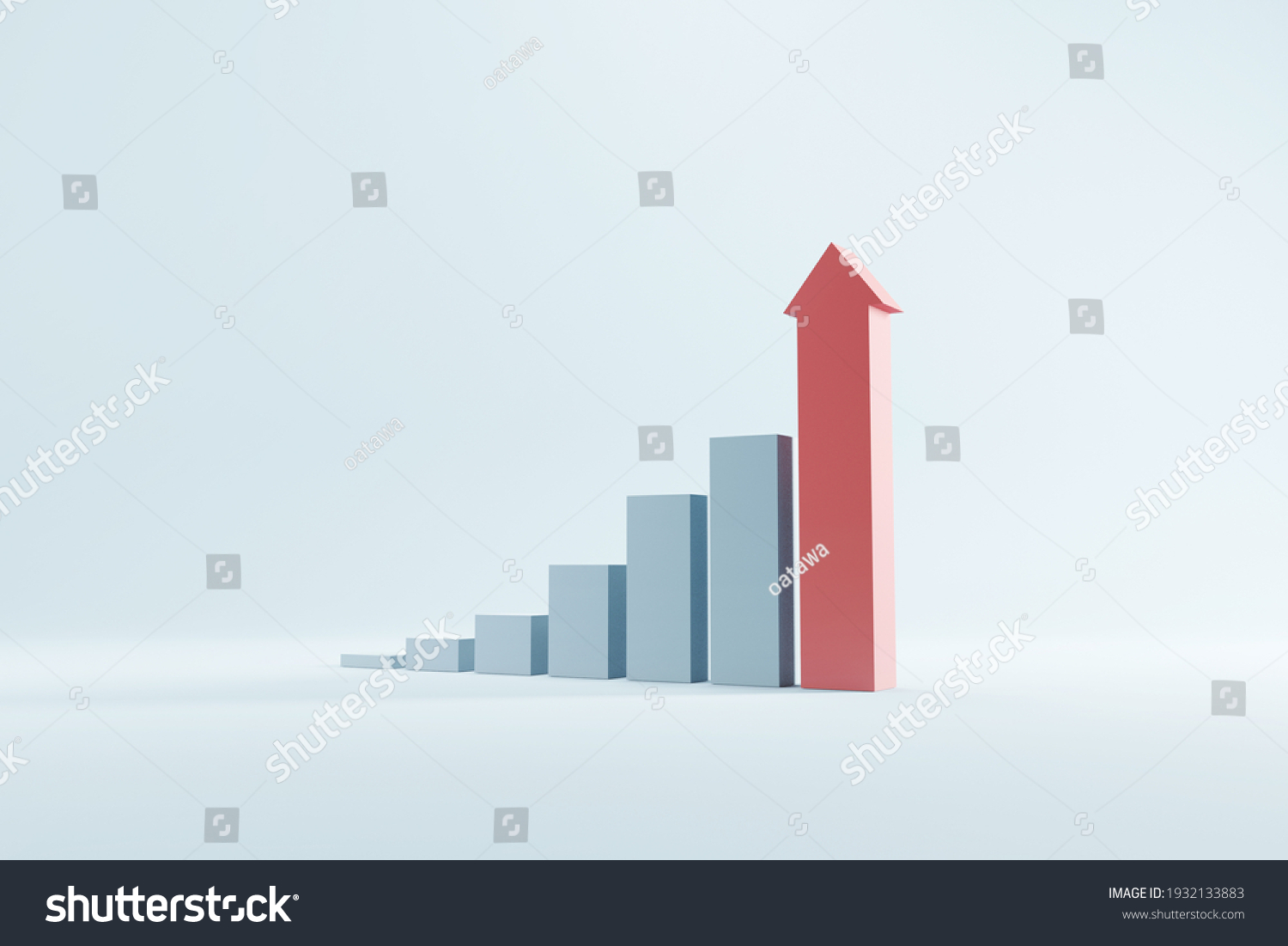 Growing Bars Graphic Rising Arrow D Stock Illustration