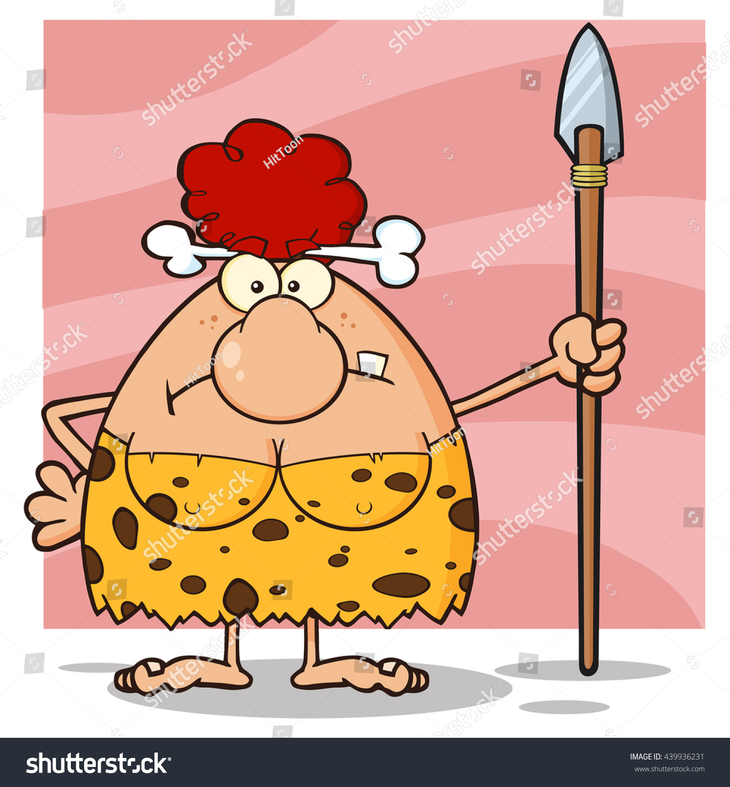 Grumpy Red Hair Cave Woman Cartoon Stock Illustration 439936231 Shutterstock