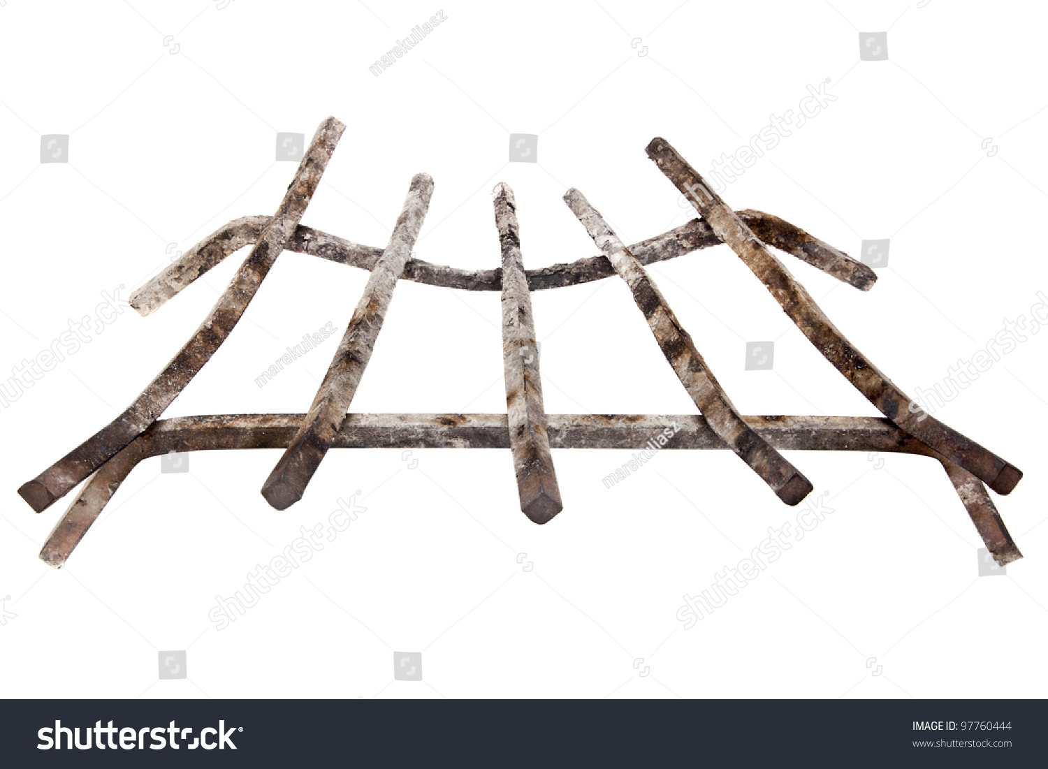 Grunge Fireplace Iron Grate Ash Wood Miscellaneous Objects
