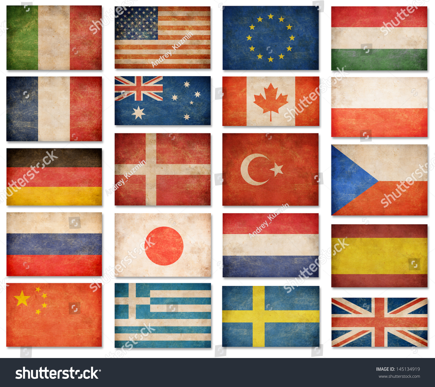 Grunge Flags Usa Great Britain Italy Stock Illustration 145134919 ...