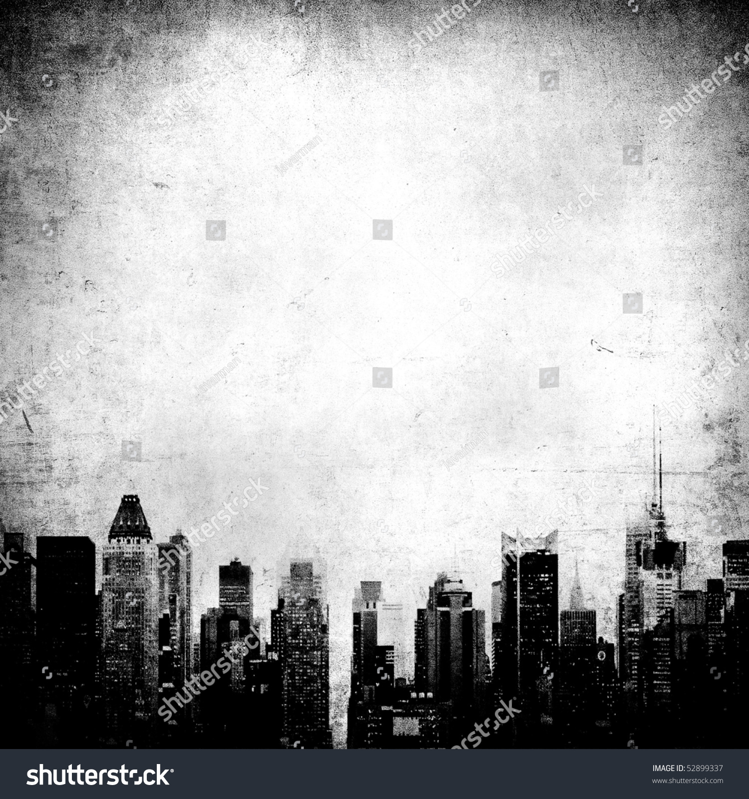 Grunge Image New York Skyline Stock Illustration 52899337 - Shutterstock