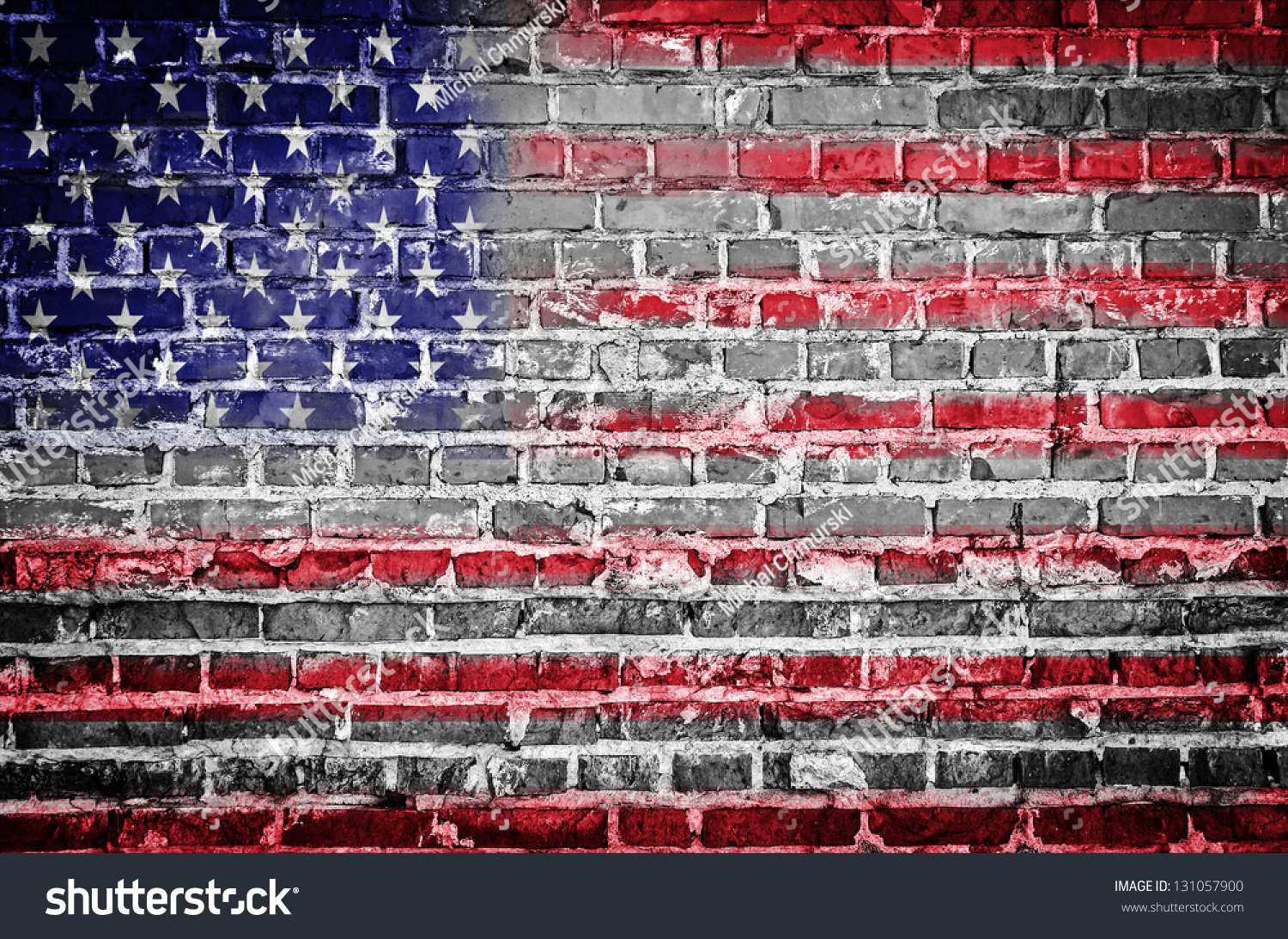 Grunge Usa Flag On Brick Wall Stock Photo 131057900 - Shutterstock