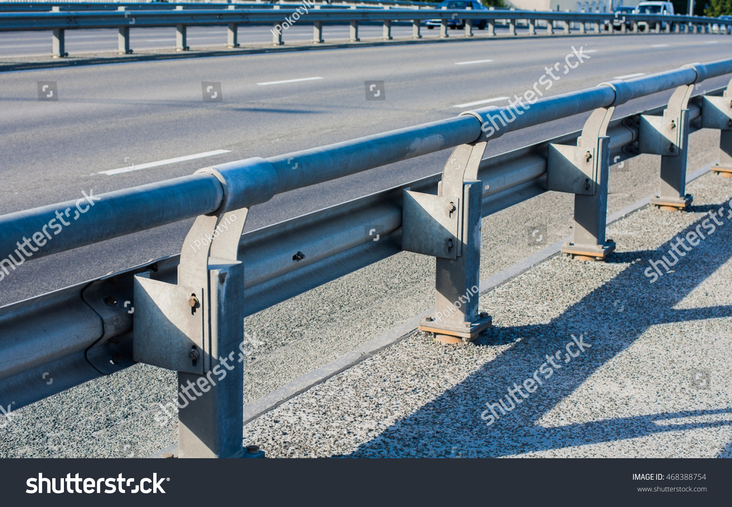 Guard Rail Metal Barriers On Side Stock Photo (Edit Now) 468388754