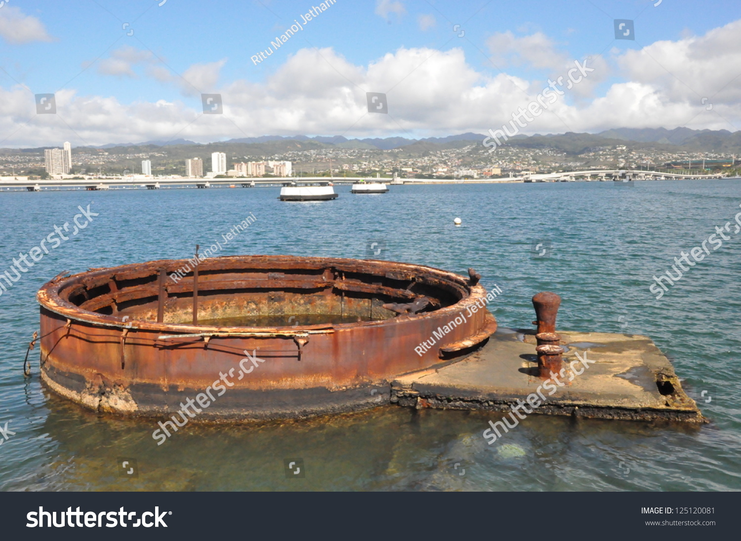 Gun Turret At The Uss Arizona Memorial At Pearl Harbor, Hawaii Stock ...