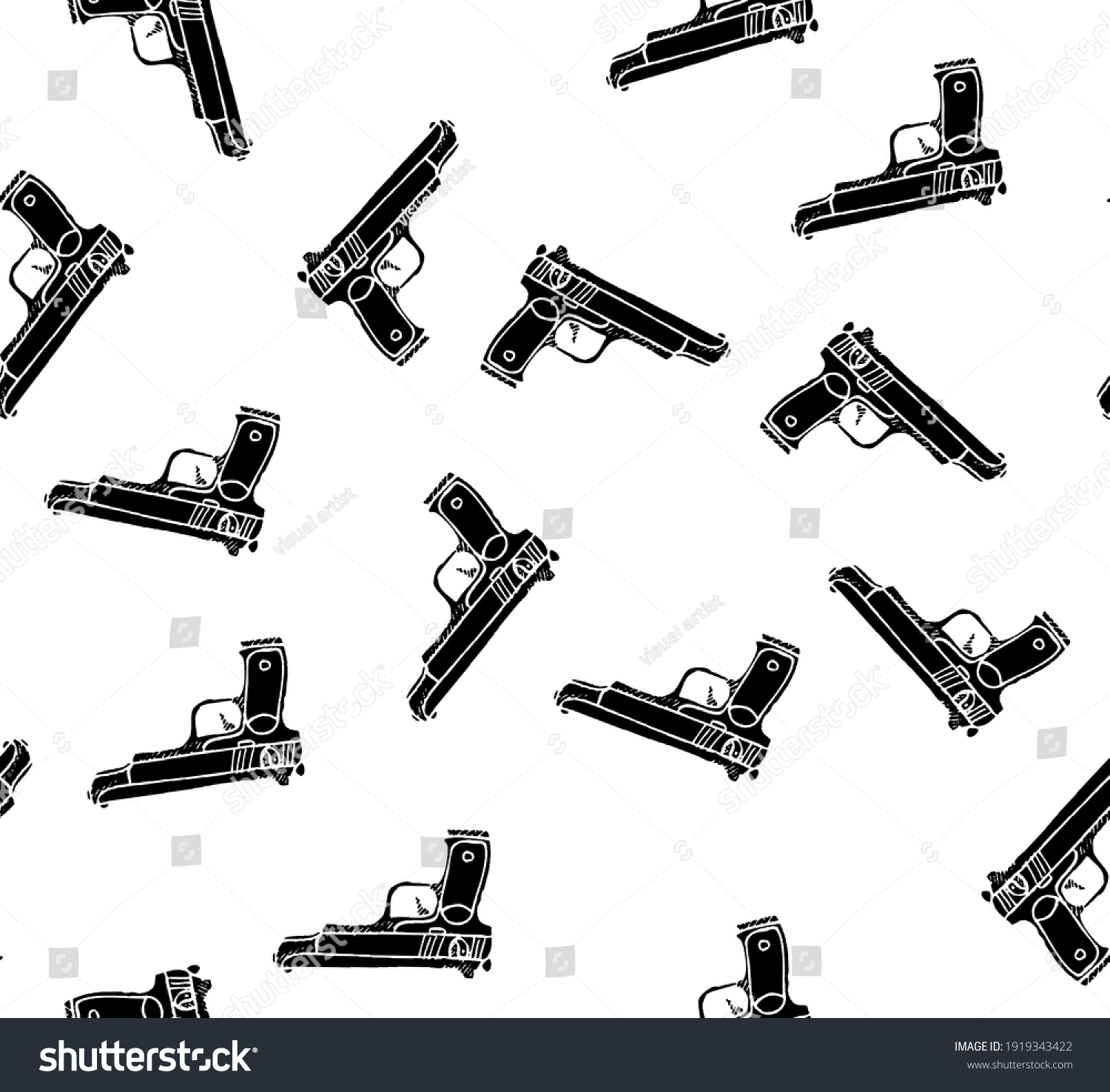 Guns Silhouettes Seamless Pattern Vector Eps10 Stock Illustration ...