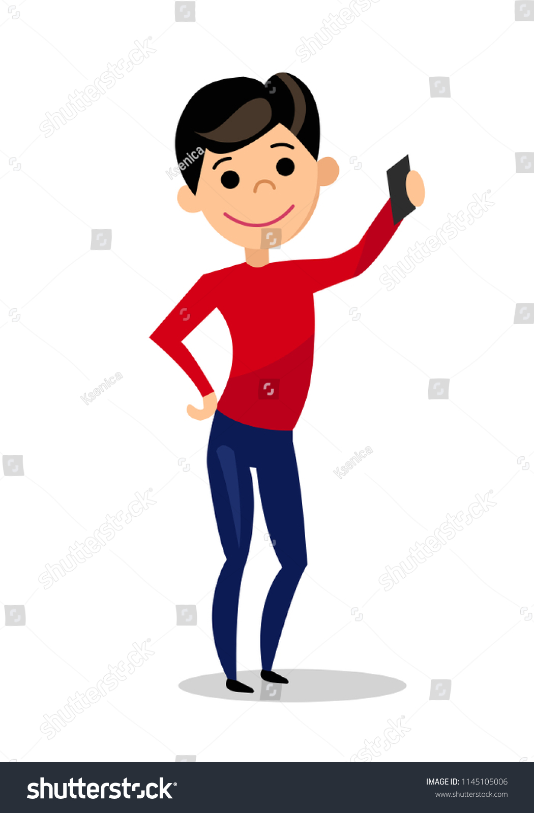 Guy Doing Selfie Boy Photographed Man Stock Illustration 1145105006