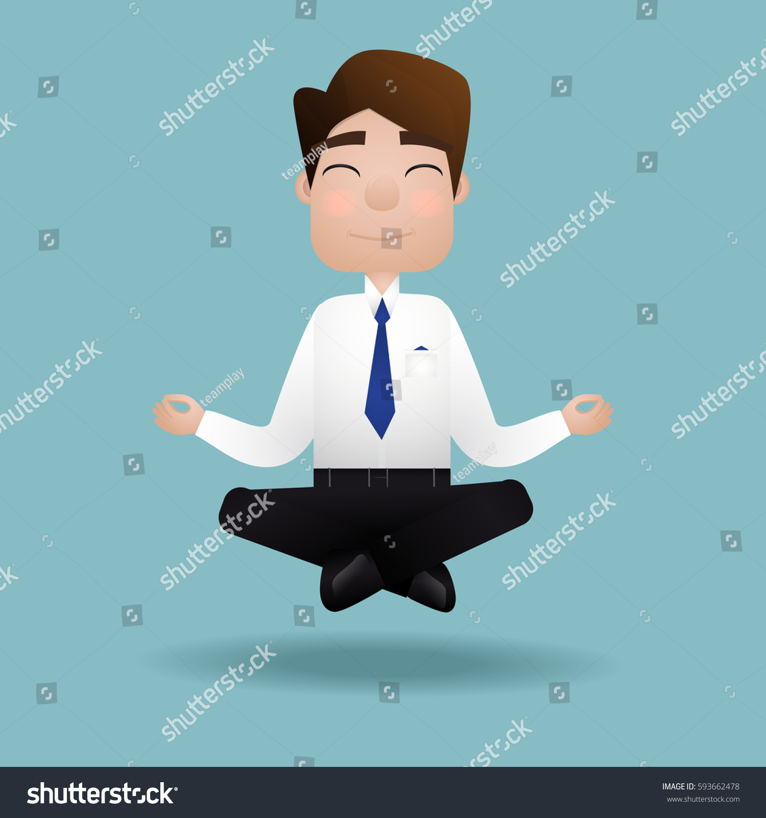 Guy Office Worker Meditating Relax Cartoon Stock Illustration 593662478