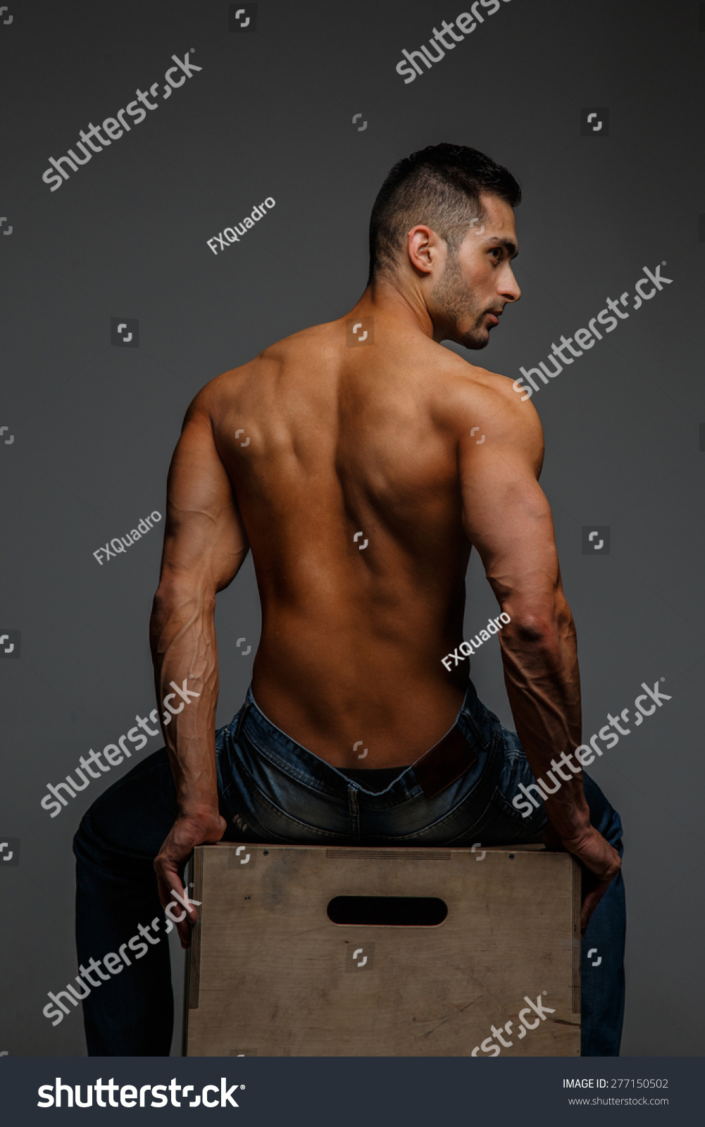 Guy Naked Torso Sitting On Podium Stock Photo Shutterstock