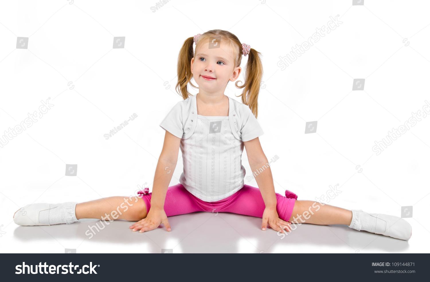 Gymnast Cute Little Girl Isolated On A White Stock Photo 109144871 ...