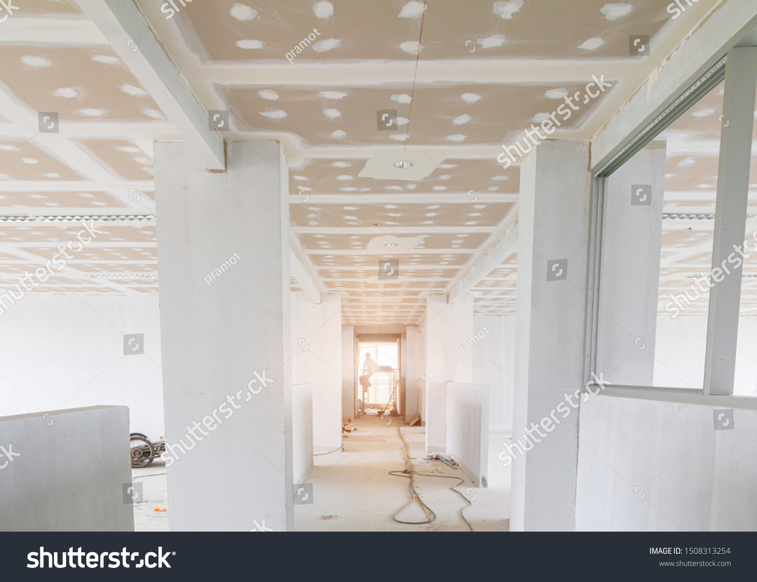 Gypsum Board Ceiling Structure Plaster Mortar Royalty Free