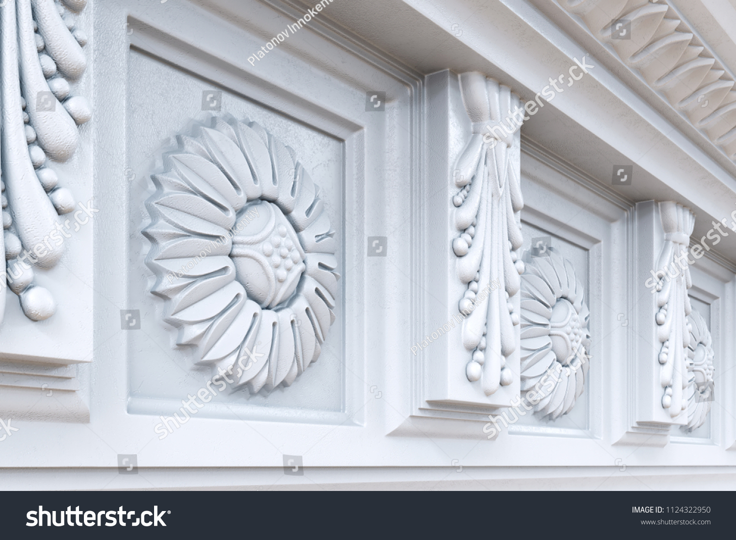 Gypsum Cornice Moldings Baseboards Friezes On Stock Illustration