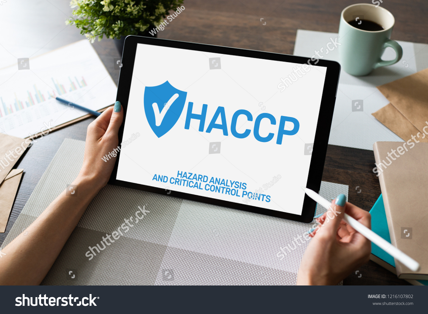 Haccp Hazard Analysis Critical Control Point Foto Stok 1216107802   Stock Photo Haccp Hazard Analysis And Critical Control Point Standard And Certification Quality Control 1216107802 