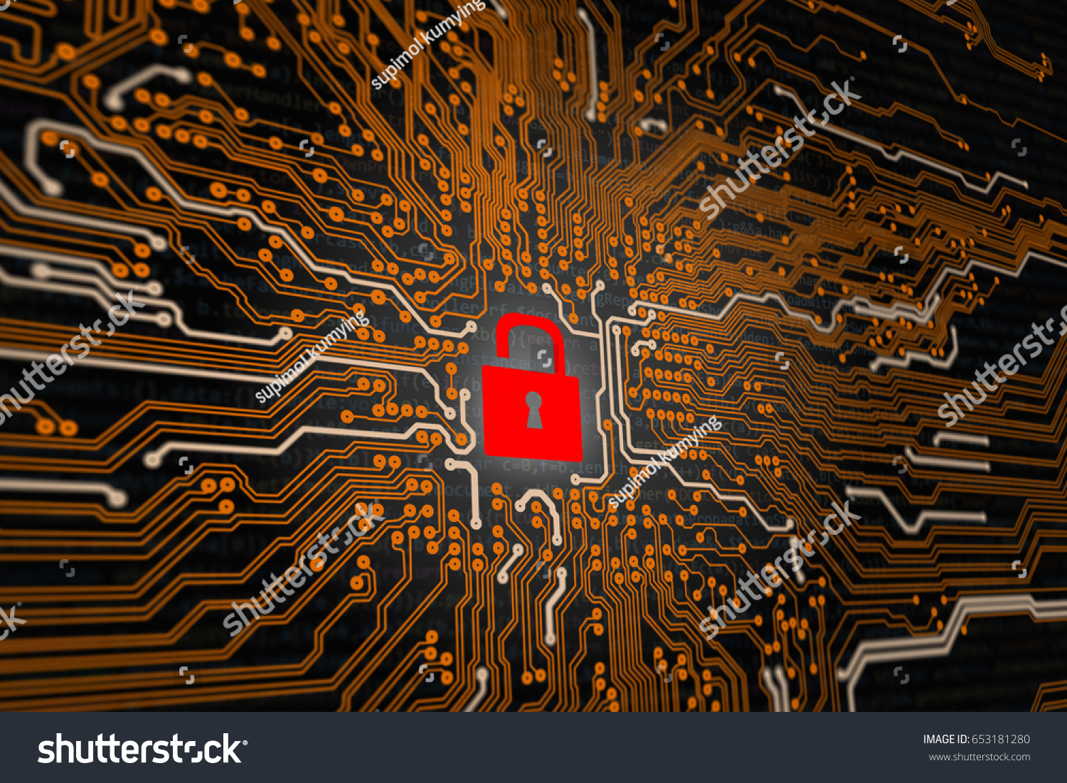 hacked symbol on computer orange technology stock illustration 653181280