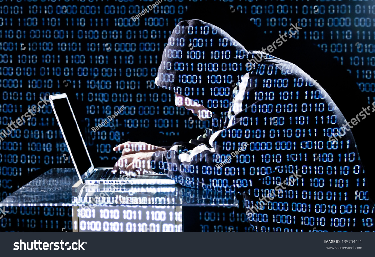 Hacker Typing On Laptop Binary Code Stock Photo 135704441 - Shutterstock