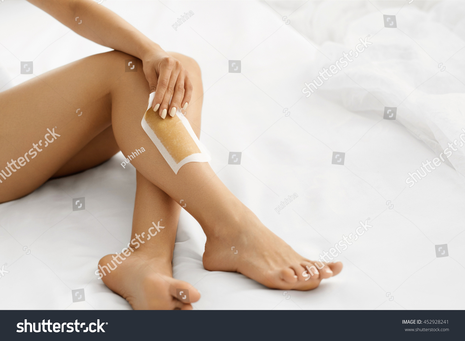 Hair Removal Long Woman Legs Wax Stock Photo Edit Now 452928241