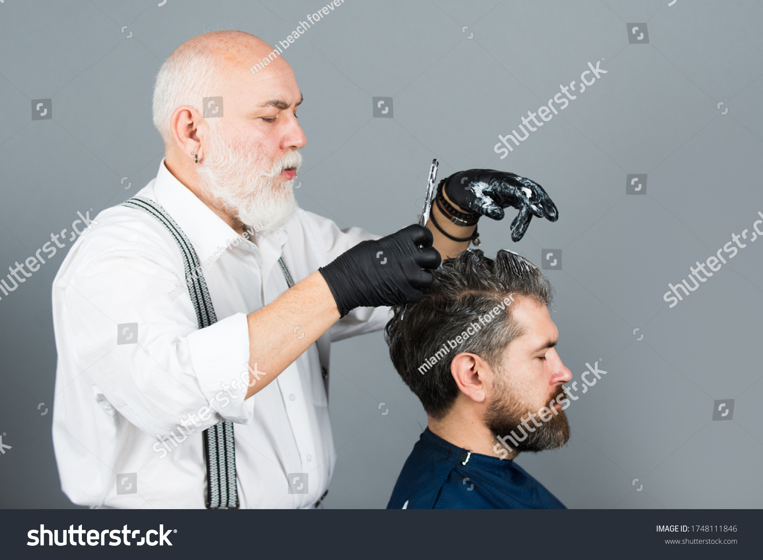 Hair Salon Coloring Bearded Man Process Stock Photo (Edit Now) 1748111846