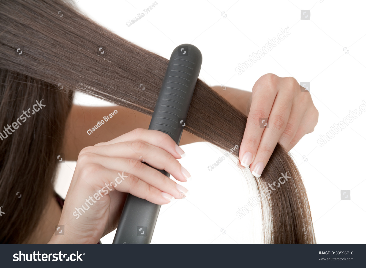 Hair Straighteners How Straighten Hair Stock Photo 39596710