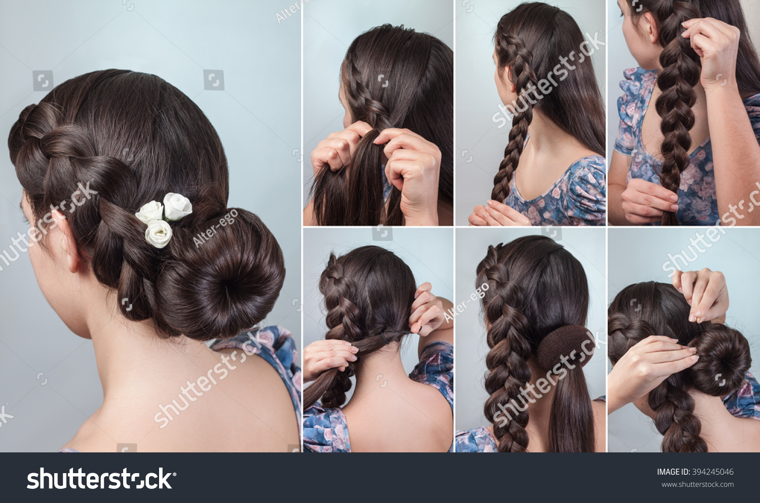 Hairstyle Long Hair Romantic Braided Bun Stock Photo Edit