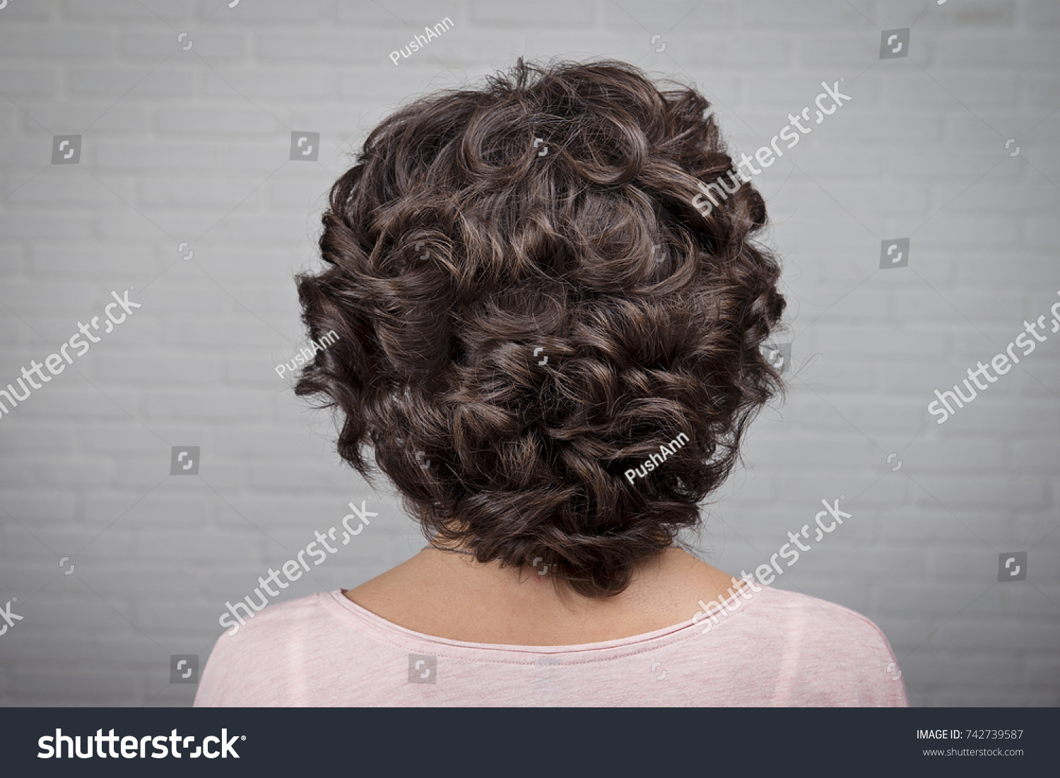 Hairstyle Wave Short Hair Brunette Rear Stock Photo Edit Now