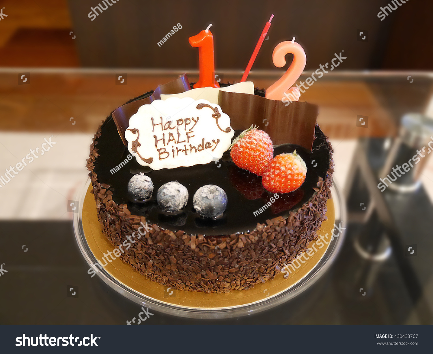 Half Birthday Chocolate Cake Stock Photo Edit Now