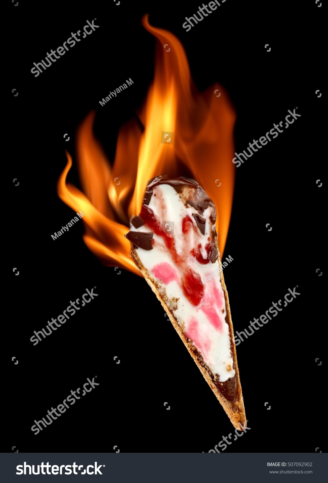 Half Cut Ice Cream Fire Stock Photo Edit Now 507092902