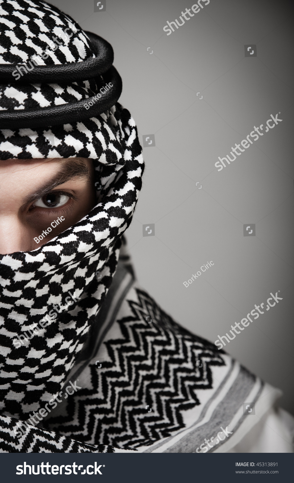 Half Face Of Young Spiritual Muslim Man. Stock Photo 45313891 ...