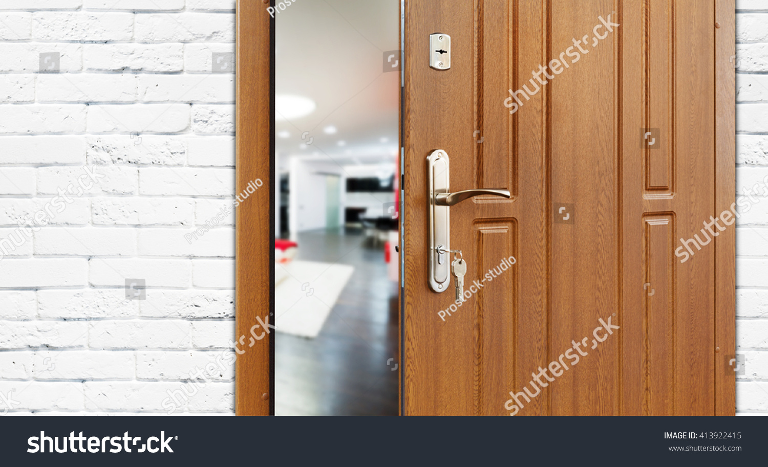 Half Opened Door Living Room Door Stockfoto Jetzt