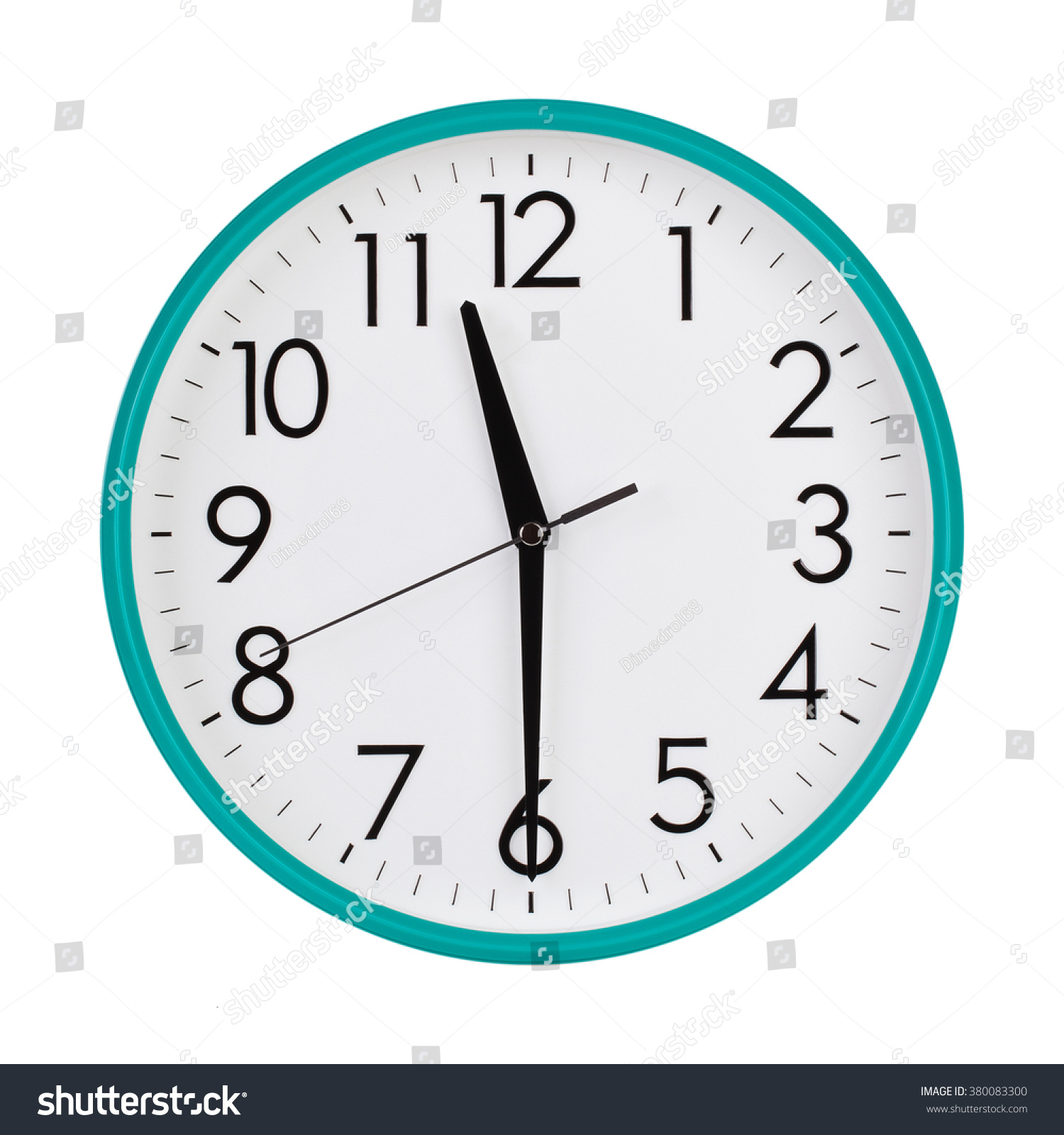 Half Past Eleven On Round Clock Stock Photo (Edit Now) 380083300 ...