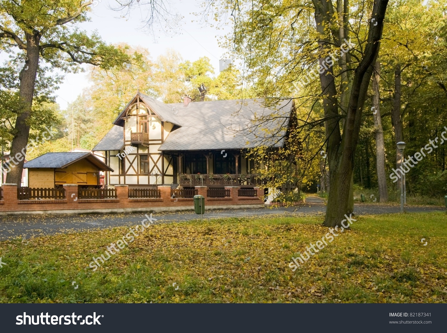 Half Timbered Cottage Near Wood Stock Photo Edit Now 82187341