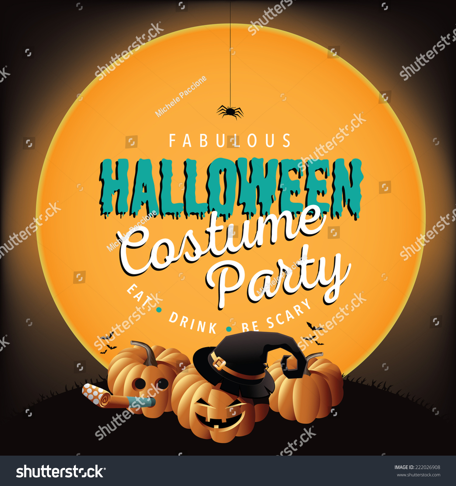 halloween costume party invite pumpkins stock illustration 222026908
