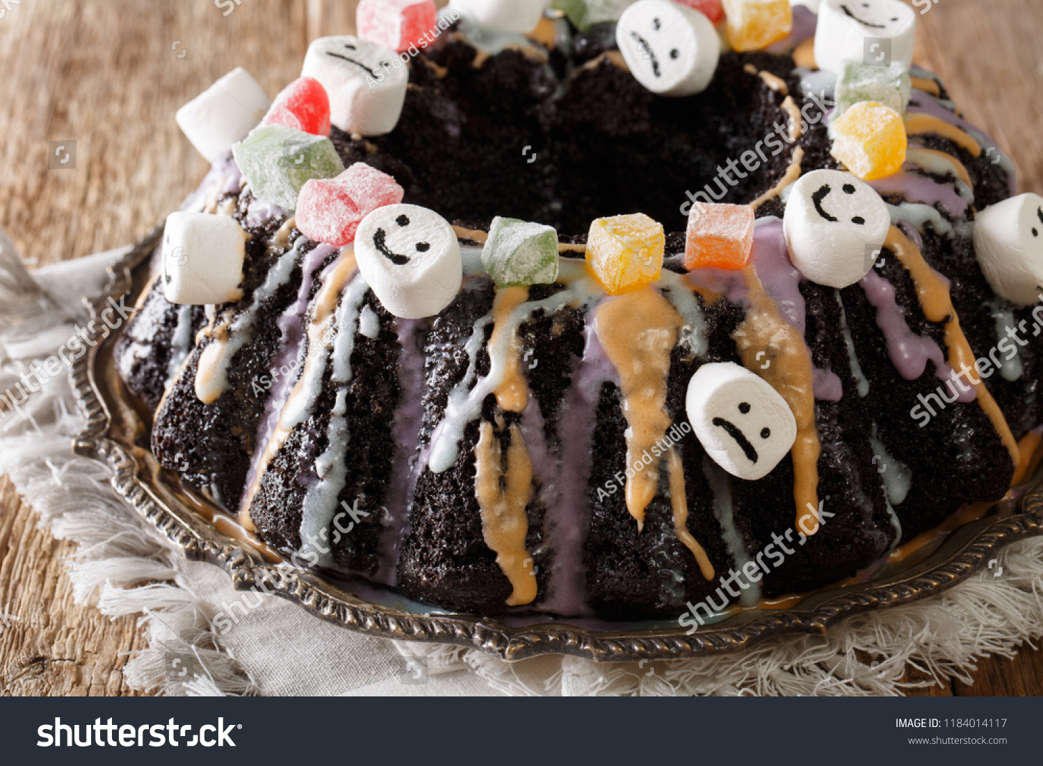 Halloween Dessert Dark Bundt Cake Candied Stock Photo Edit Now