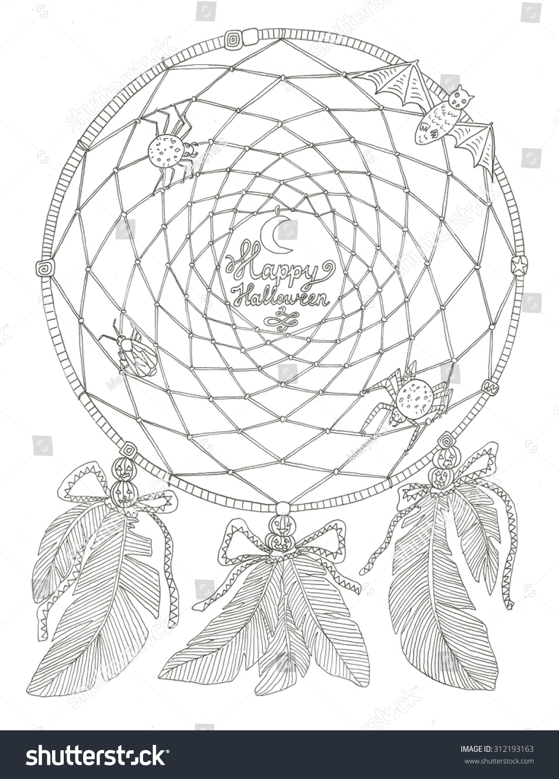 Halloween dream catcher coloring page