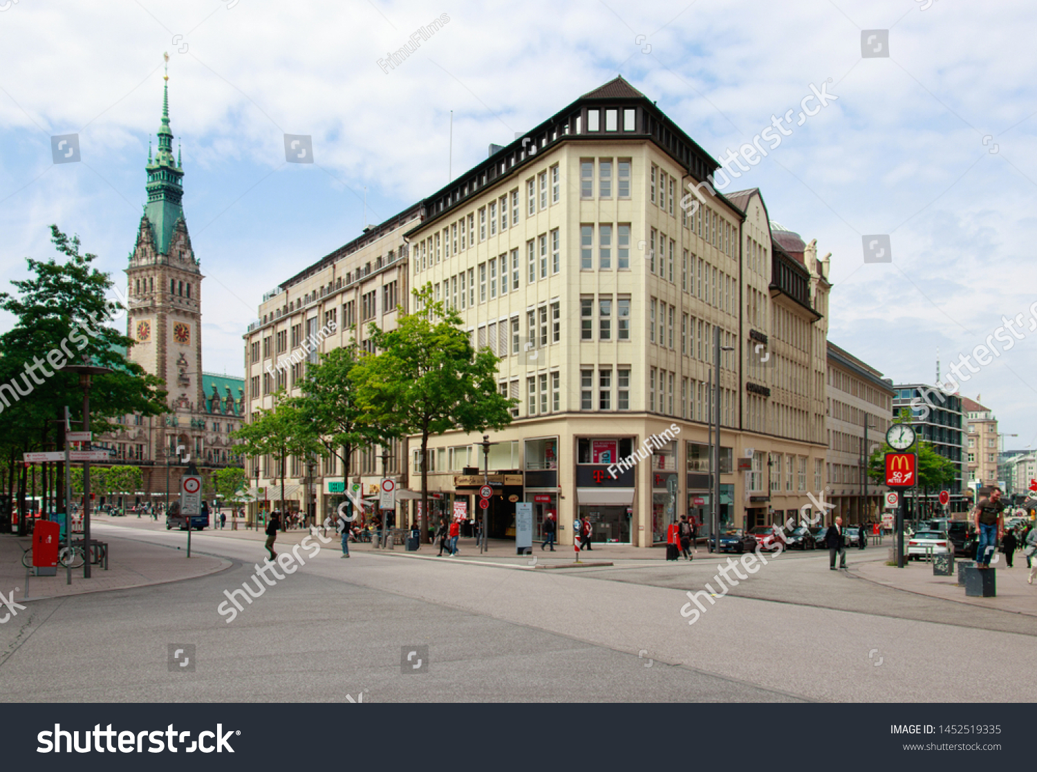 Hamburg Germany 10 June 19 Moenckebergstrasse Shopping Street Telekom Shop