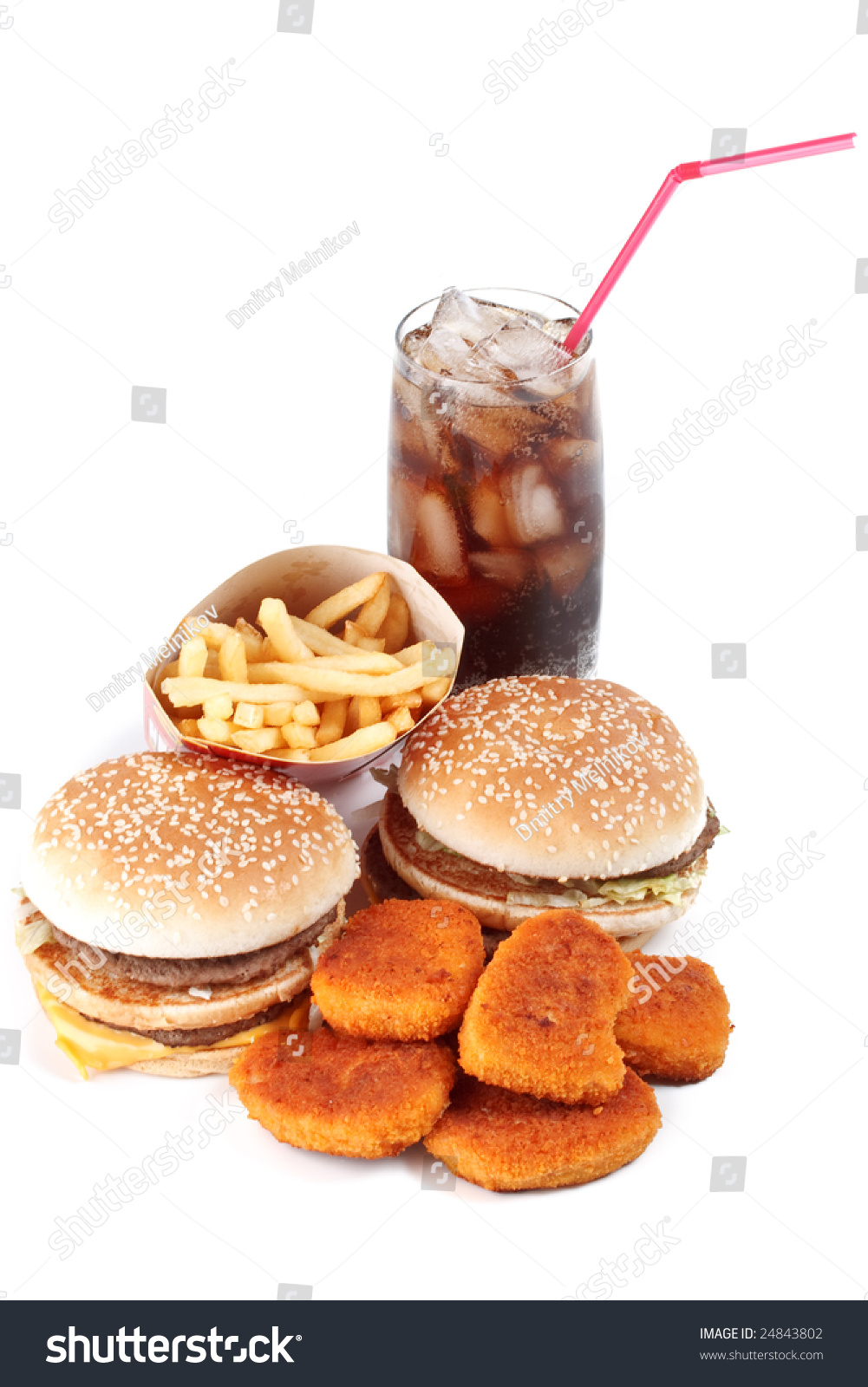 Hamburger French Fries Chicken Nuggets Cola Stock Photo 24843802 ...