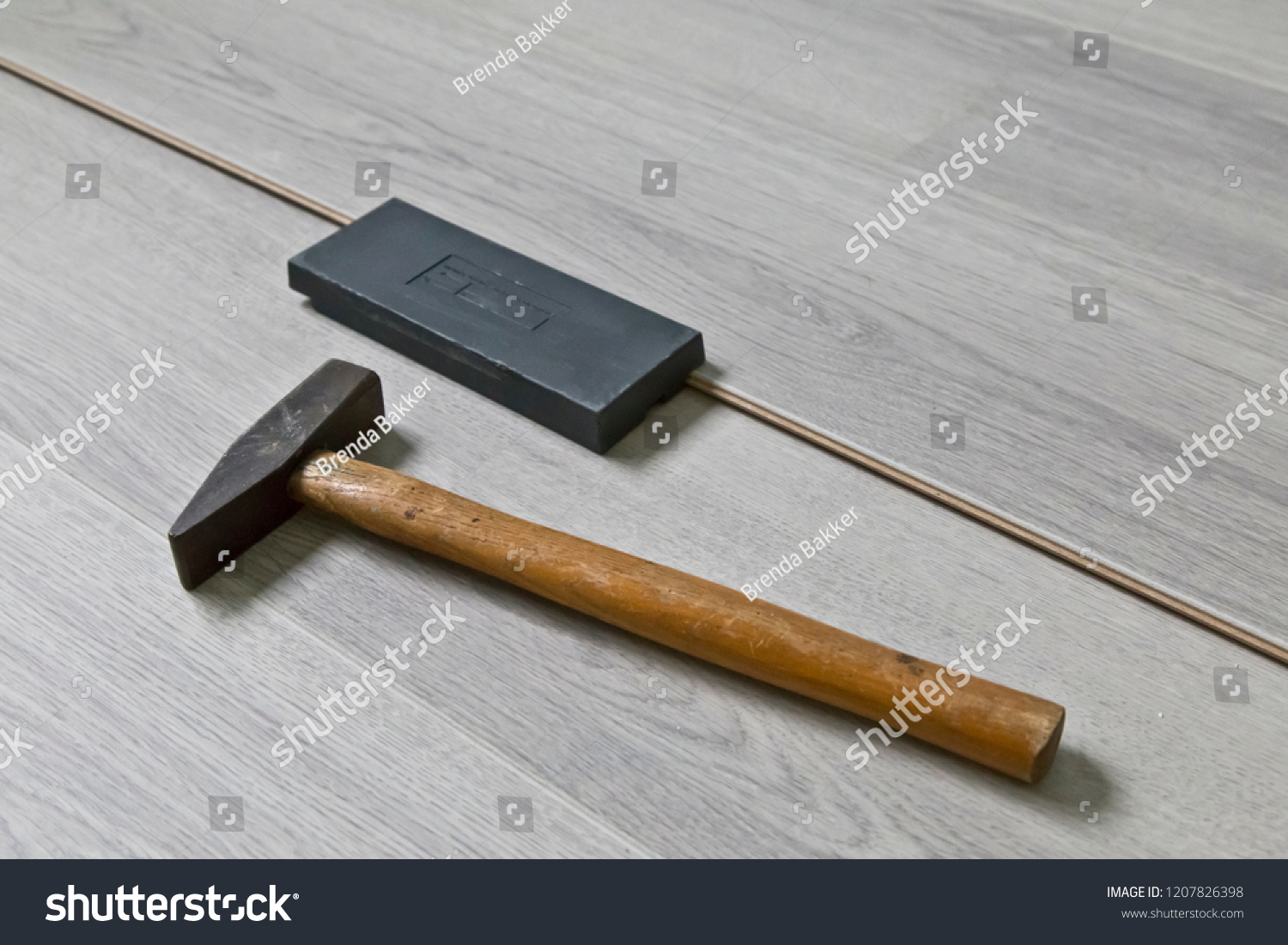 Hammer Tapping Block Ready Install Laminate Stock Photo Edit Now