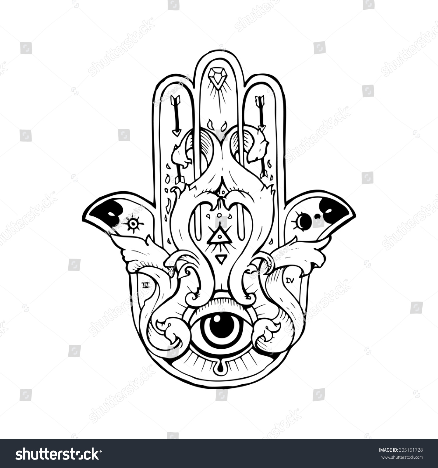 Hamza Tattoo Symbol Stock Illustration 305151728