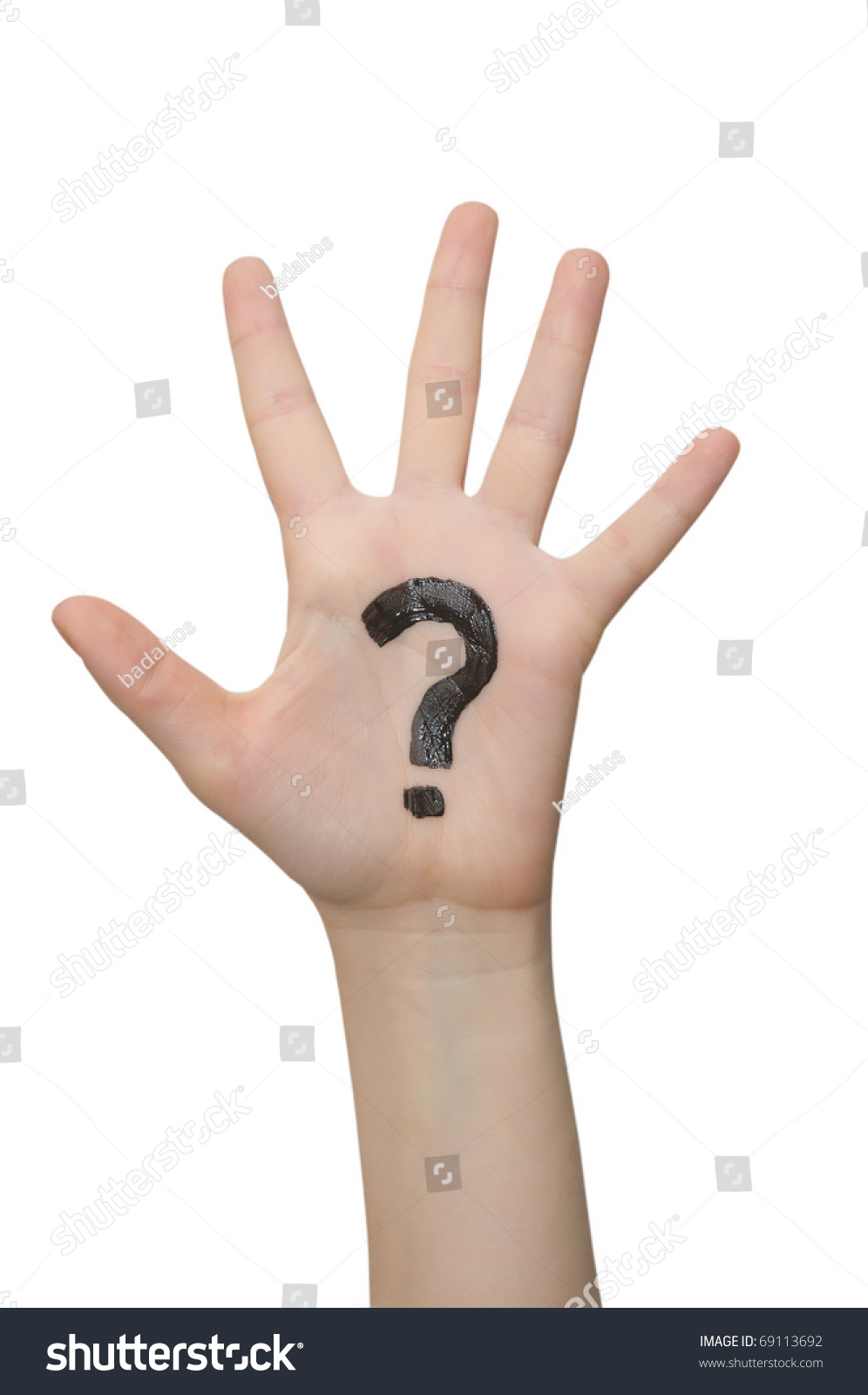 Hand And A Question Mark Isolated On White Stock Photo 69113692 ...