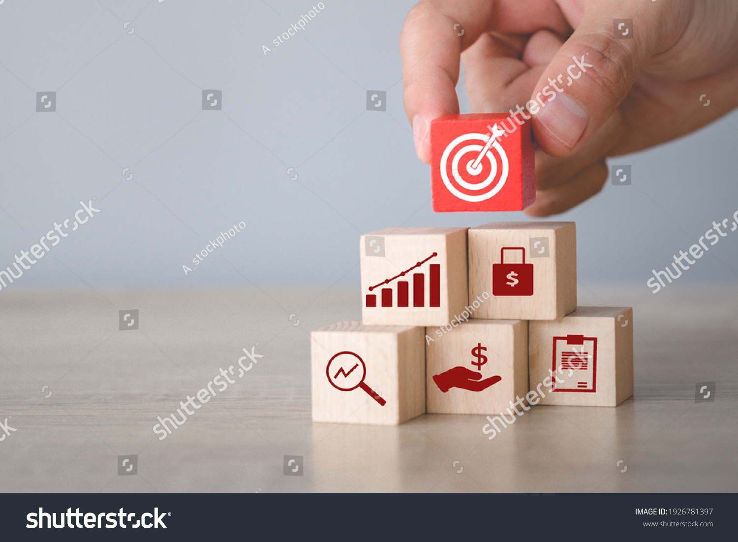 Hand Arranging Wood Block Stacking Icon Stock Photo 1926781397 ...