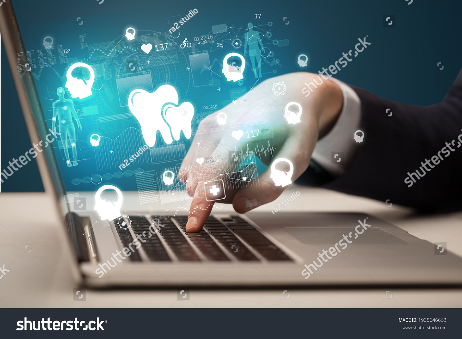  Violet Classic  Template Design Featuring Hand Browsing on the Internet for Medical Issues