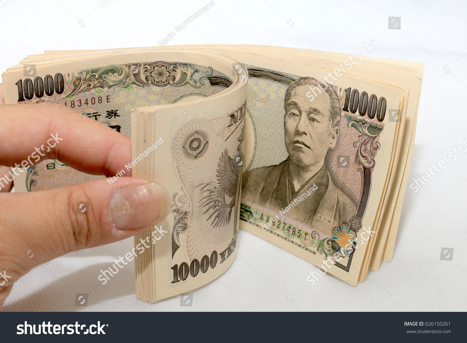 Hand Counting Money Japanese Currency Note Stock Photo Edit Now 626150261