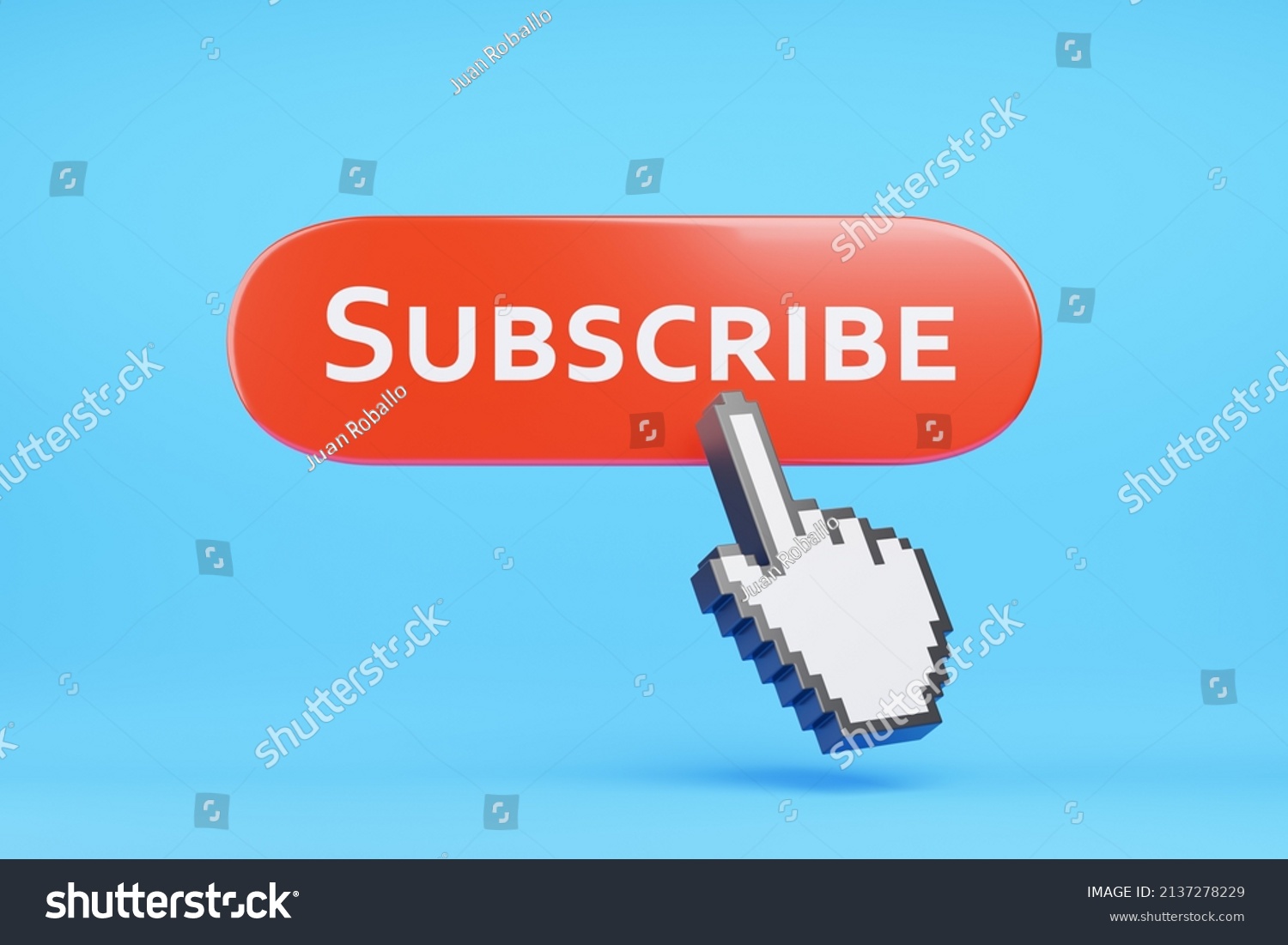 Hand Cursor Clicking On Subscribe Button Stock Illustration 2137278229 ...