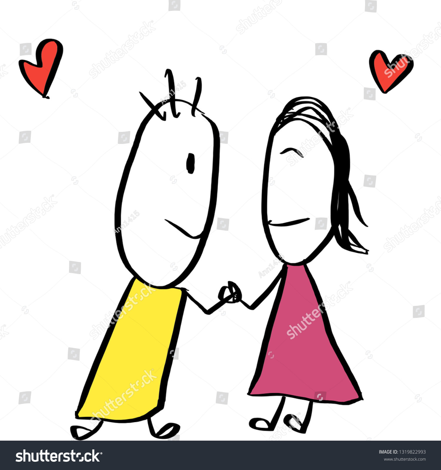 Hand Drawing Doodle Cute Cartoon Love Stock Illustration 1319822993 ...