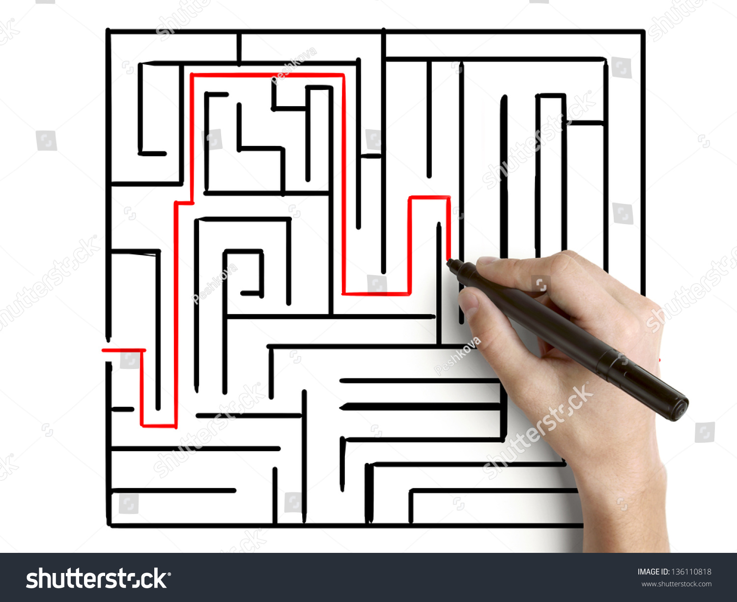 Hand Drawing Maze On Wall Stock Photo 136110818 : Shutterstock