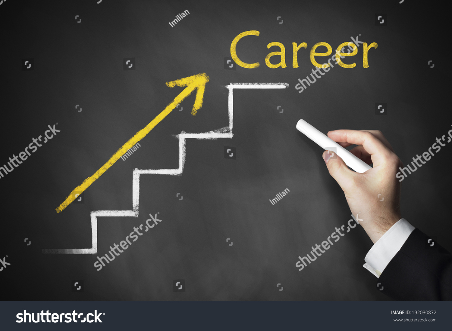 Hand Drawing Stairs Career On Chalk Stock Photo (Edit Now) 192030872