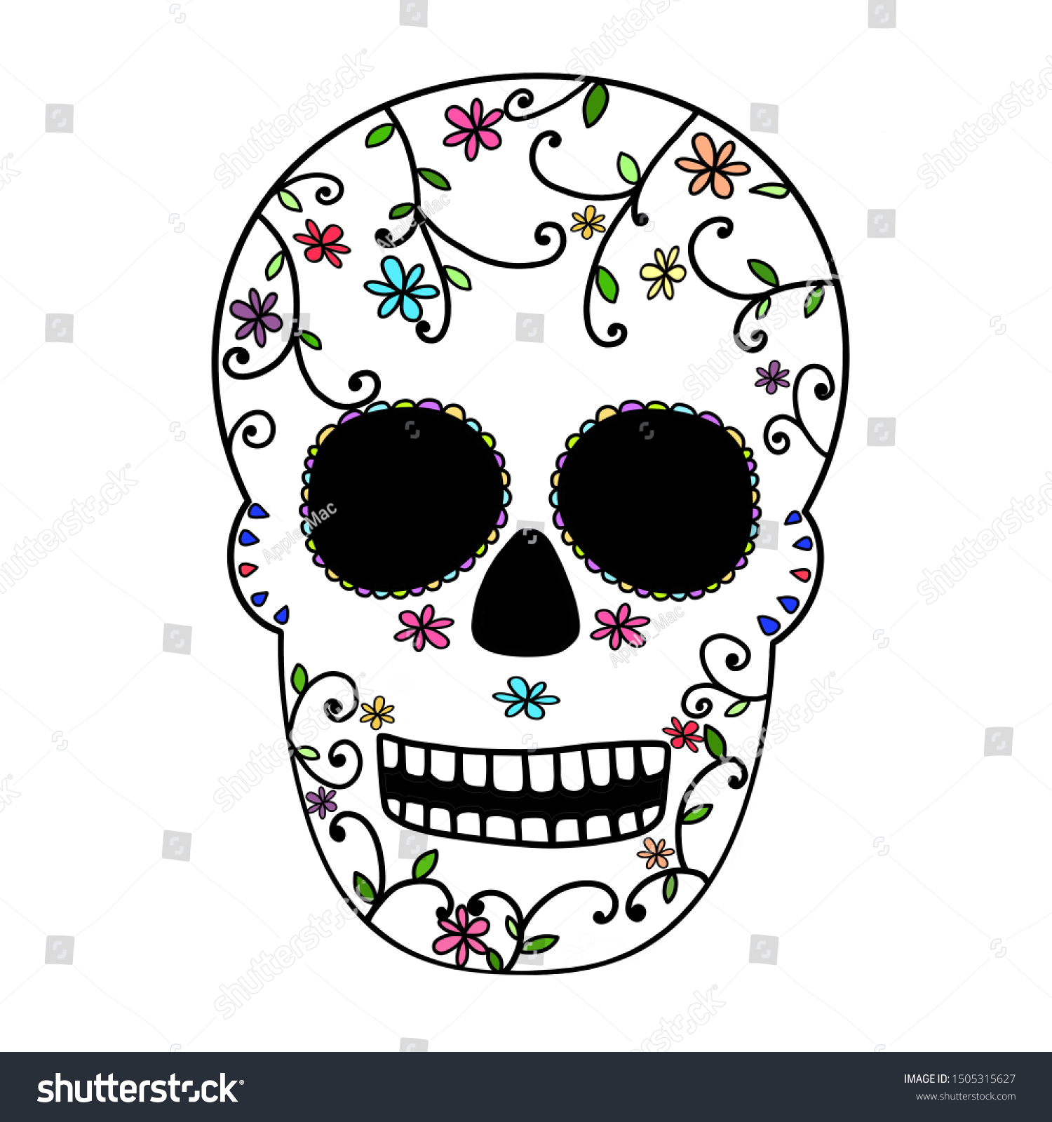 Hand Drawing Sugar Skull Decorated Day Royalty Free Stock Image