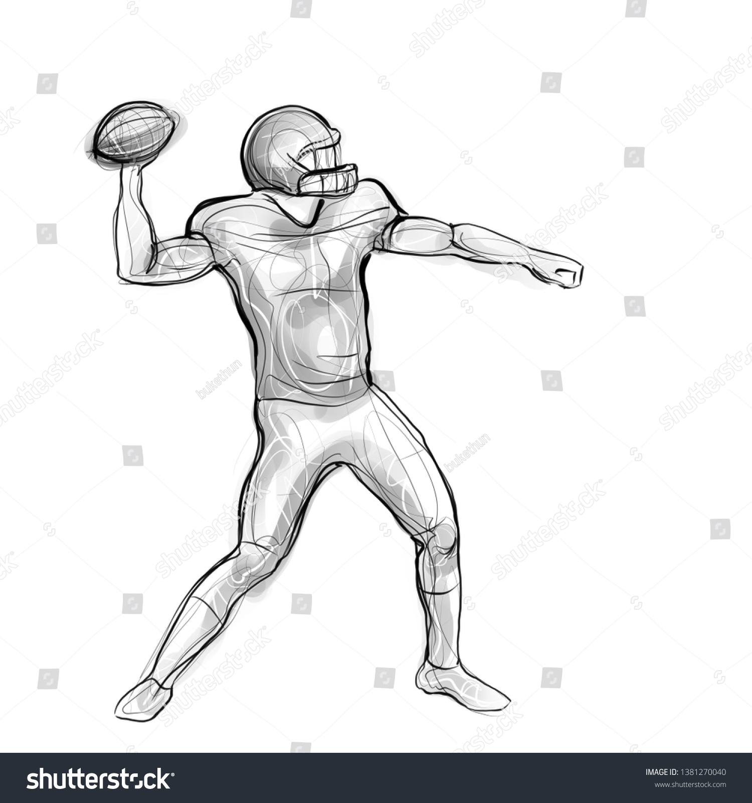 Creative American Football Sketches Drawings with Realistic
