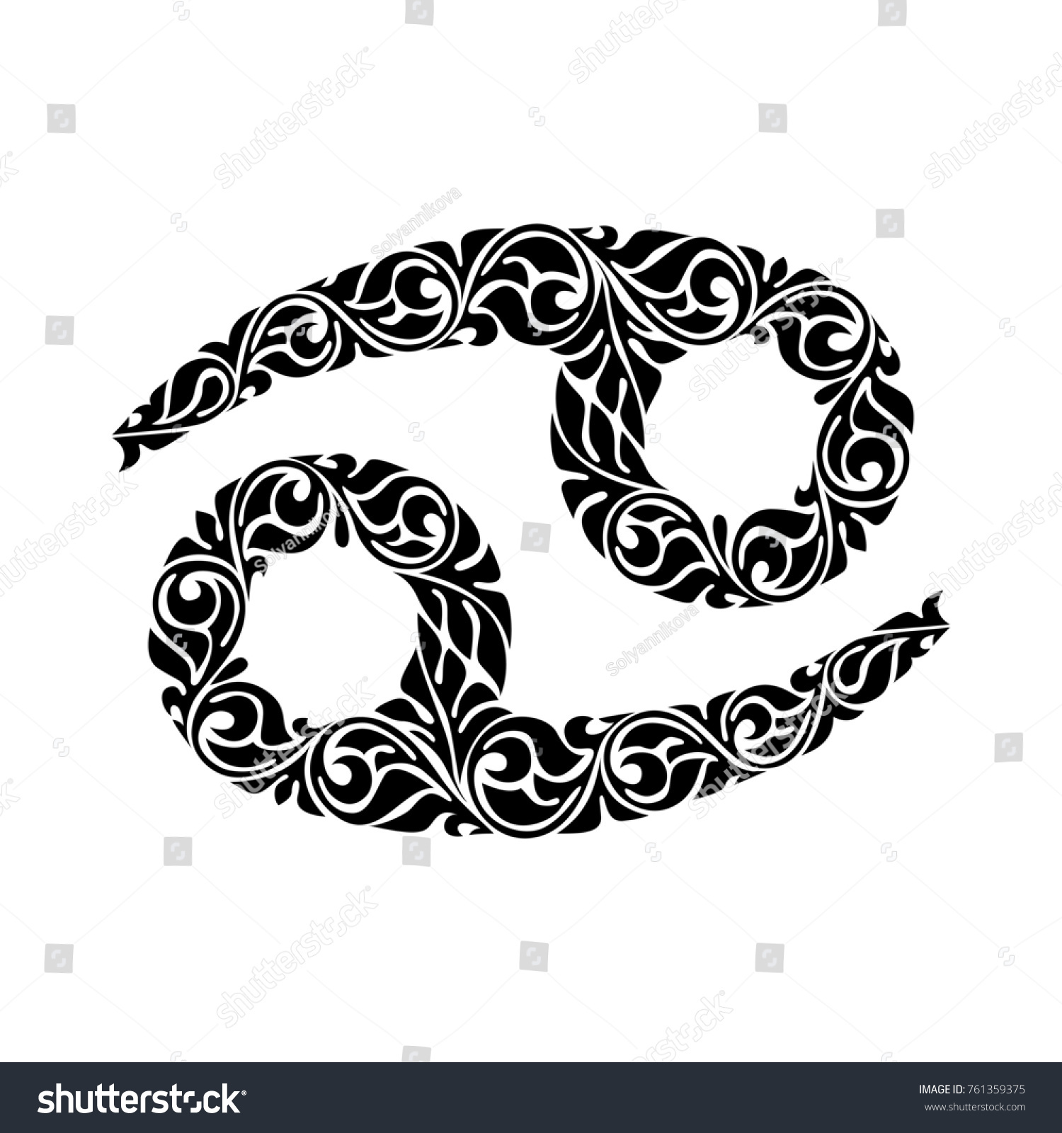 Hand Drawn Black Ornate Horoscope Symbol Stock Illustration 761359375