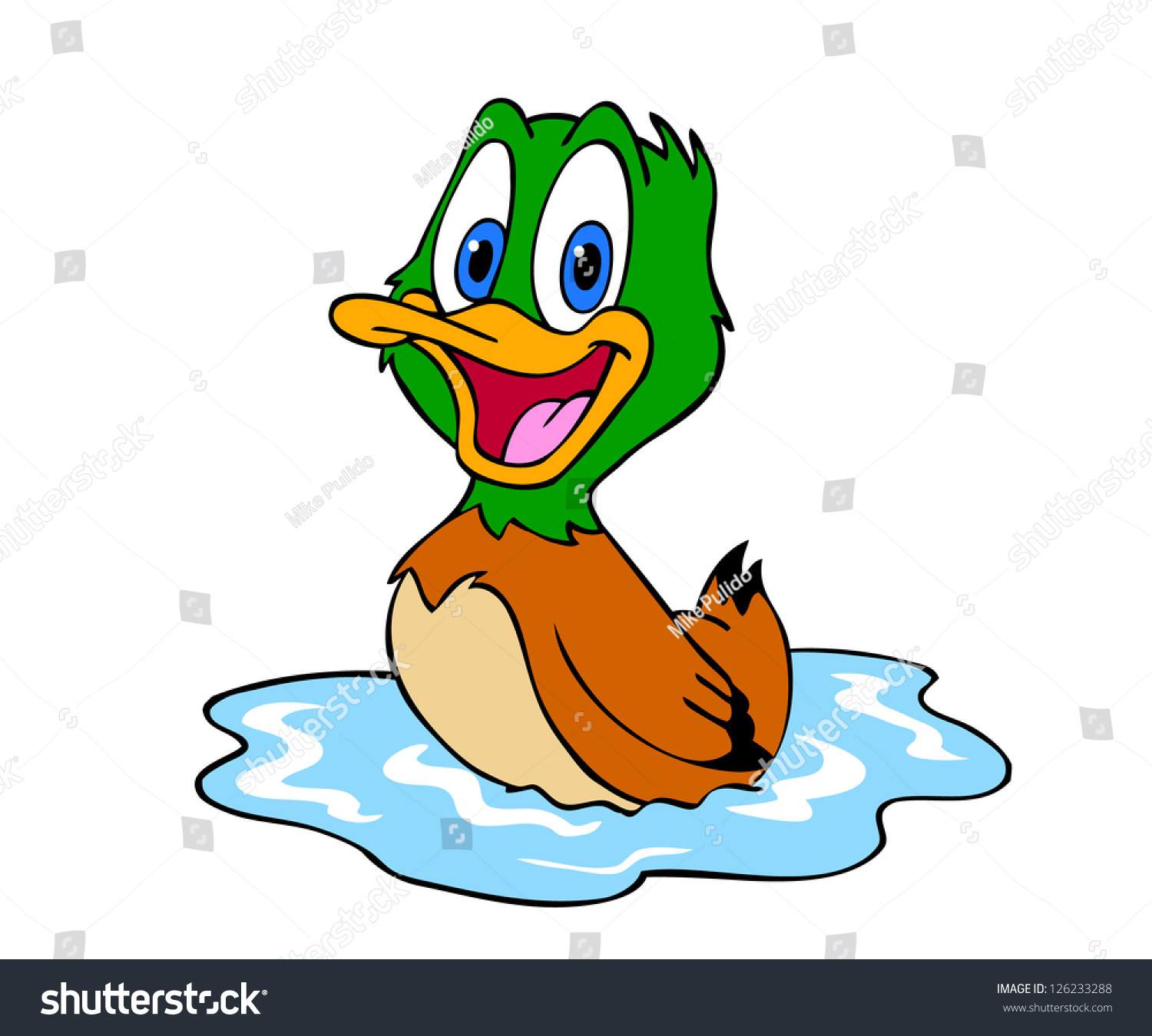 Hand Drawn Cartoon Duck Cute Duck Stock Illustration 126233288